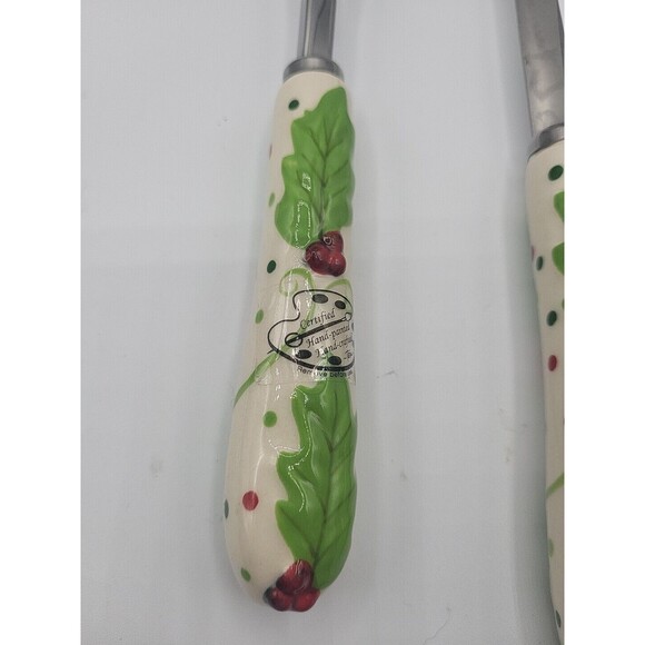 Temptations Tara Winter Whimsy Holly Ceramic Handle Stainless Whisk & Spoon - Picture 4 of 5